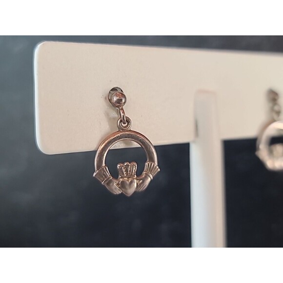 925 Claddagh Dangling Earrings Vintage - Picture 7 of 10